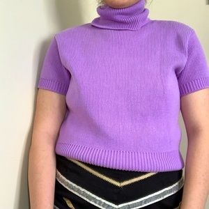 Saks fifth avenue purple short sleeved turtleneck